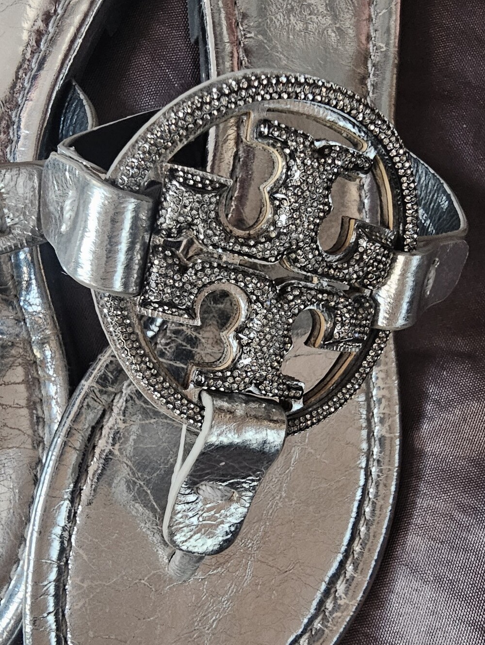 Tory Burch Metallic Miller Sandals – Women’s Size 6.5 – Silver Pewter - Picture 2 of 4